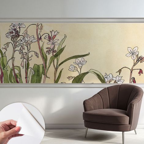 Fototapete Selbstklebend - Wanddekoration - Wandfolie - 3D Tapete Wand - Wohnungsdeko Blumen-Eleganz 250x104 cm (1/5)