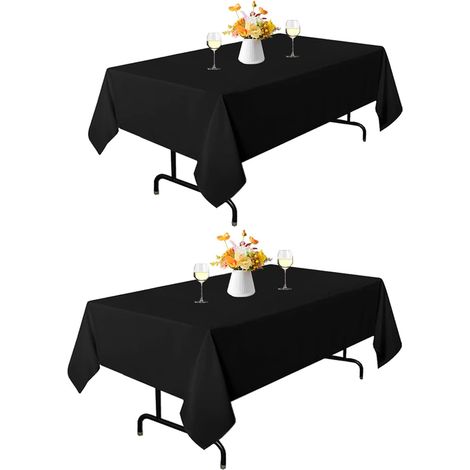 Lot de 2 nappes rectangulaires Noires 153 x 260 cm(60x102 Pouces), en Polyester pour Table de 1,80 m, lavables, résistantes aux Taches et aux Plis, pour Mariage, Banquet, Restaurant (1/5)