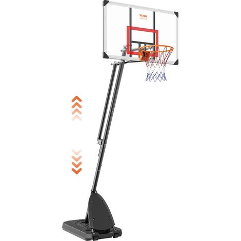 Panier de Basket Extérieur Intérieur Portable 128 cm Hauteur Réglable 232-305 cm Panneau de Basket sur Pied à Roulettes avec Base de Lestage pour Adulte Enfant Cadeau Entraînement de Basket-ball (1/5)