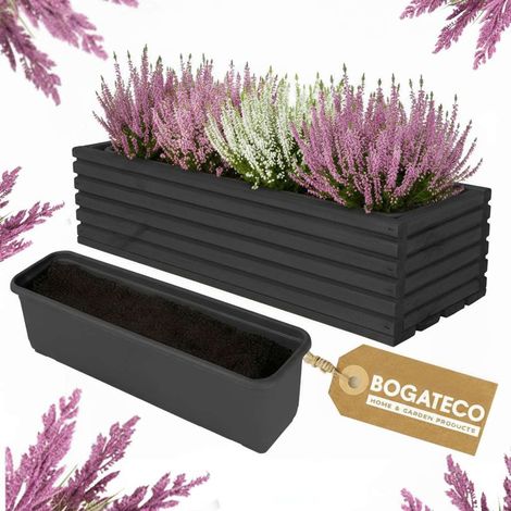 Jardinière Bois Bogateco 44x20x14 cm avec Bac Noir (1/5)