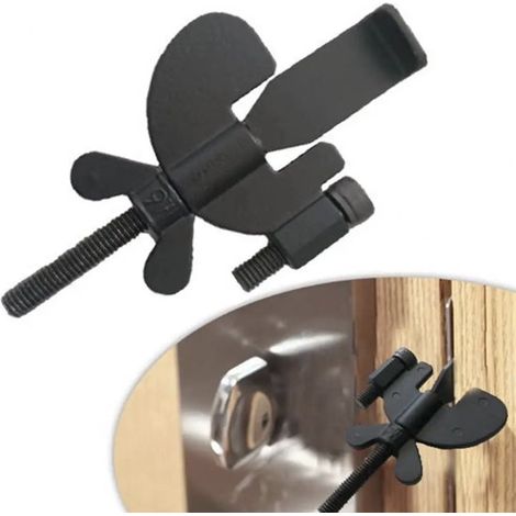 Verrou de porte réglable pour portes affleurantes - Anti-effraction - Antivol - Sécurité - Maison - Hôtel - Voyage - Acier inoxydable - Butée de porte - Sécurité enfant (1/5)