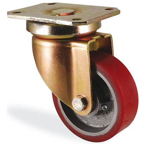 Roulette pivotante polyuréthane rouge forte charge diamètre 150mm charge 700kg