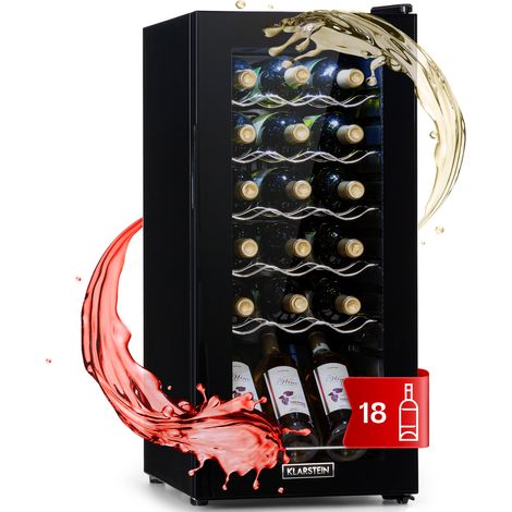 Klarstein – Cave à vin de vieillissement 50L – Capacité 18 bouteilles – Température réglable 5-18°C – Panneau tactile – Design élégant en acier inoxydable