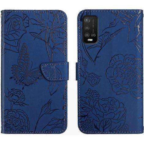 Emed Echtlederhülle mit Schmetterlings- und Pfingstrosenmuster, Schutzhülle für Power U10 und U20 Smartphones, elegante, robuste und edle Verarbeitung. (1/4)