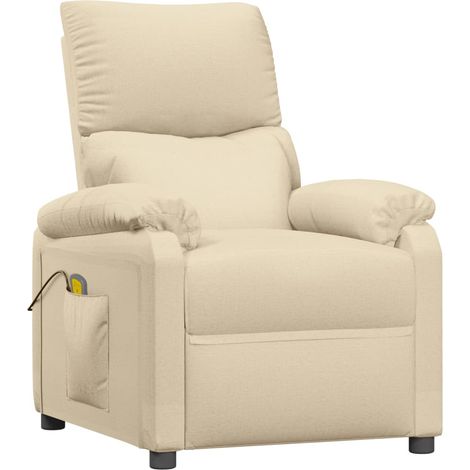 Sillón de relajación con función de masaje basculante manual en tejido crema DEC029183 (1/5)