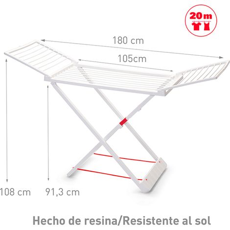 Tendedero de pie, plegable, blanco, con forma de ala, sencillo, para secar toallas y colchas, para exteriores - RAPANDA