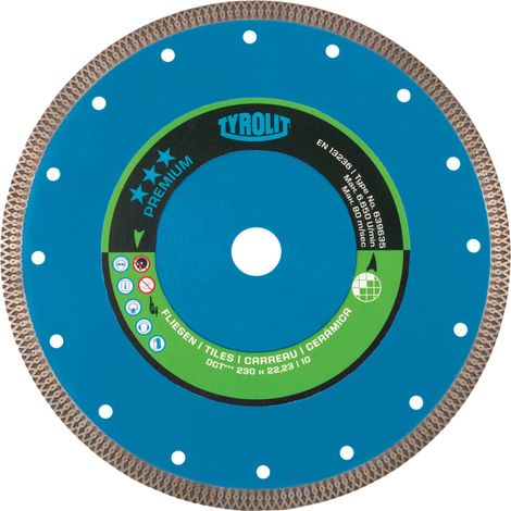 Disque diamanté de coupe premium Ø125mm, trou de fixation 22,23mm, pour carrelage