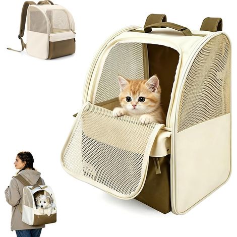 Katzen- und Hunde-Rucksack, Katzen-Rucksack mit Sichtfenster, Hunde-Rucksack mit stabilem Stahlrahmen, strapazierfähigem 600D Oxford-Gewebe, Transportrucksack, Haustier-Rucksack für Hunde und Katzen, (1/5)