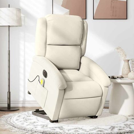 Fauteuil inclinable de massage électrique-Chaise de relaxation-Fauteuil Relax crème velours 370536 (1/5)