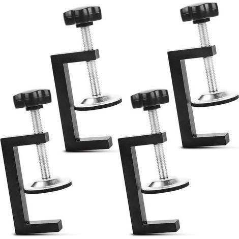 Set of 4 C-clips - universal screw clips - adjustable - universal desk clips (black) (1/5)