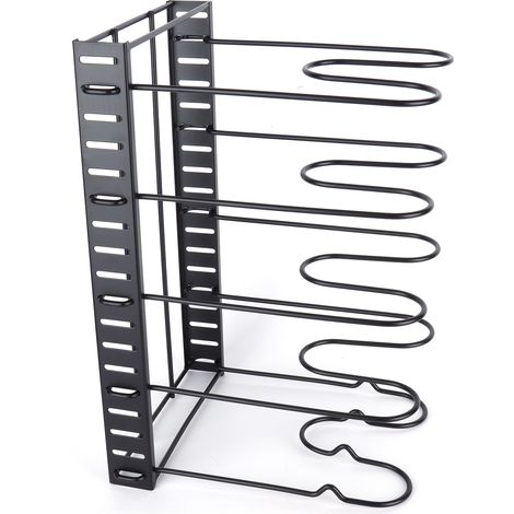 Étagère de rangement pour casseroles et poêles - Noir en fer ajustable 38x20x26cm support vertical horizontal (1/4)