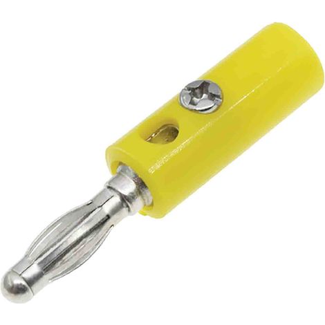 Fiche banane 4 mm RS PRO Jaune Mâle 32A 30V ( Prix pour Sachet de 5 ) (1/2)