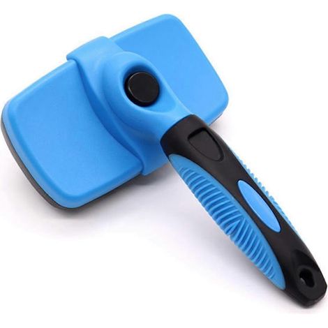 Brosse autonettoyante pour chiens et chats à poils longs et courts, idéale pour le toilettage et le démêlage sans douleur. Couleur : bleu marine. (1/5)