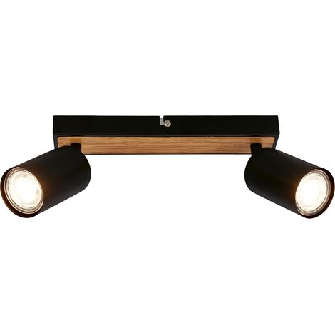 1 Plafonnier, Douille GU10, Max 9W, Métal Bois, Orientable, Intérieur (1/5)