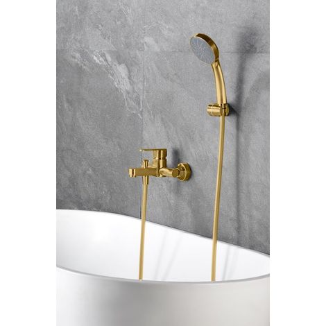 Imex – Ensemble de salle de bain mitigeur à une poignée – Modèle ROMA – Finition doré brossé – Laiton pour contrôle précis de l'eau
