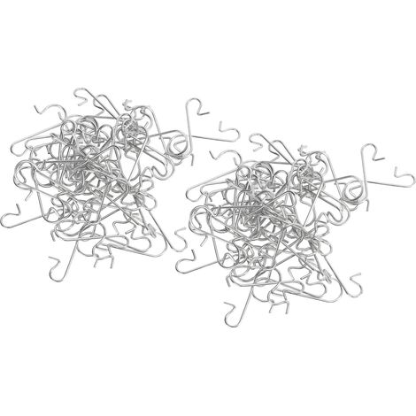 Lot de 100 crochets en S métalliques multifonctions, forme incurvée pour suspendre petits objets, décoration de fêtes et rangement pratique.