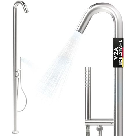 Außendusche Gartendusche V2A Edelstahl Pooldusche Garten mit Handbrause Dusche für Sauna (1/5)