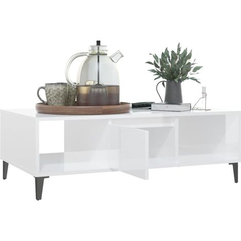 Table basse Blanc brillant 103,5x60x35 (1/5)