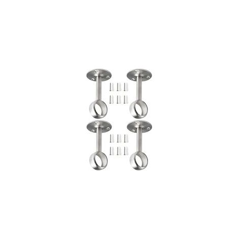 Ensemble de 4 pièces, support de tringle à vêtements robuste argenté, support de tringle à rideau de douche, support de fixation au plafond, support de tringle à vêtements (1/5)