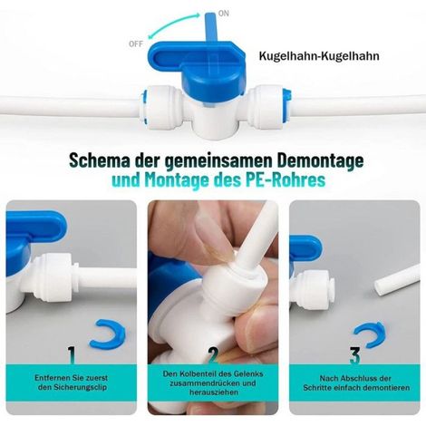Ensemble de 15 mètres le tuyau de l'eau pour le réfrigérateur, les connecteurs sont rapides à 1/4 de pouce de la valve, de coupe (1/5)