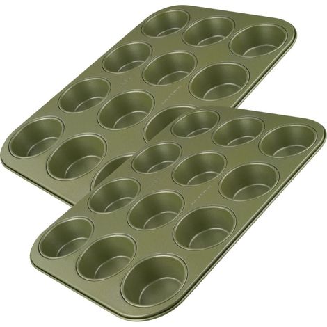 Ensemble de 2 Moules à muffins 12 empreintes 38 x 26 cm Zenker Green Vision (1/5)