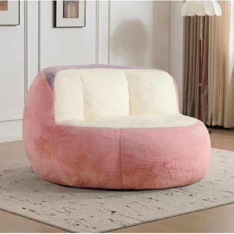 Canapé pouf multicolore en fausse fourrure, grand fauteuil lounge ergonomique, mousse déchiquetée, sans montage (1/5)