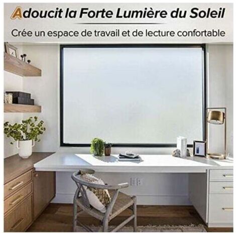 Film Fenetre Anti Regard, Film Occultant Fenêtre 90x300cm, Film Electrostatique Vitre Bon Intimité, Film Opaque pour Vitre Anti UV Dépoli pour Bureau Maison Salle de Bain Chambre Cuisine (1/3)