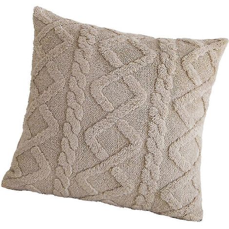 Housse de coussin carrée en peluche douce et moelleuse, luxueuse, pour la décoration intérieure, idéale comme cadeau, pour une chaise, une fête, un hôtel ou un restaurant.-Khaki (1/5)