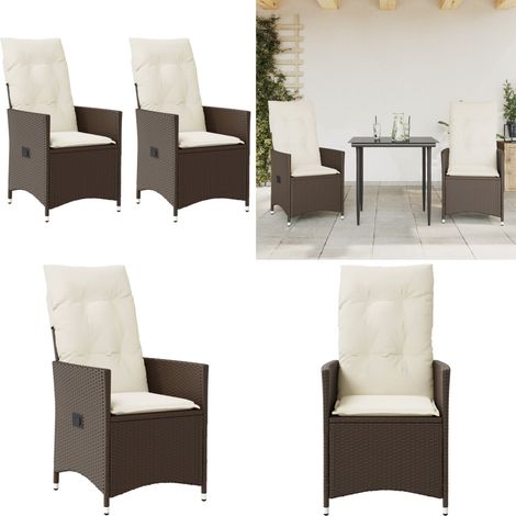 Chaises inclinables de jardin lot de 2 et coussins marron rotin - Chaise De Jardin Inclinable - Fauteuil De Jardin - Mobilier De Jardin - Chaise Patio - Résine Tressée - Home & Living (1/5)