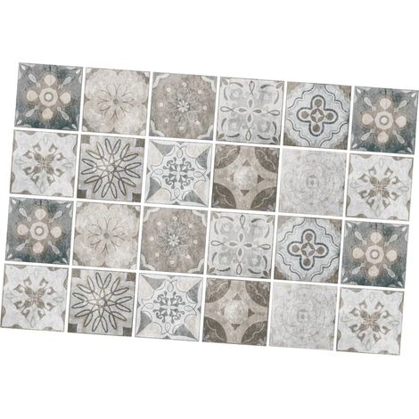 24pièces Autocollants Muraux Autocollants De Carrelage Grise à Carreaux (1/5)