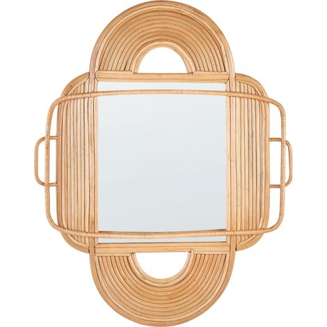 Wandspiegel ALCORN 70 cm 90 cm Rattan Naturfarben