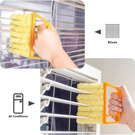 1 brosse de nettoyage de vitres lavable, avec des microfibres pour un ramassage facile de la poussière et un nettoyage efficace des stores. (1/5)