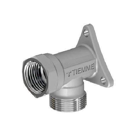 RACCORDO CURVO FEMMINA CROMATO CON FLANGIA- 3/4 - 24X19 fil (D.16)- TIEMM- pezzi 1 (1/2)