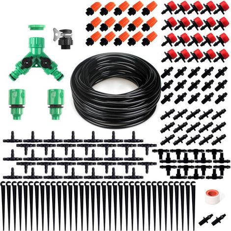 Sistema di irrigazione da giardino - Kit di irrigazione a goccia da 158 pezzi + sistema di irrigazione a micro-goccia automatico da 40 m Sistema di nebulizzazione automatico per aiuole e terrazze