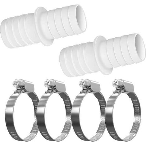 Schlauchverbinder für Schwimmbecken, Ø 38 mm x 38 mm mit 4 Schlauchschellen - 2er Set