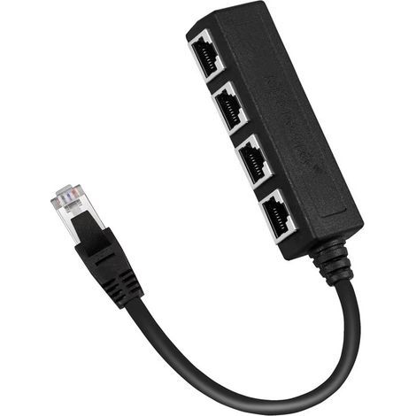 RJ45 splitter adapter, 1 to 4 Ethernet splitter, Cat 7 LAN network adapter, Ethernet connector adapter cable (1/5)