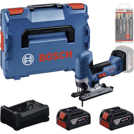 Bosch Professional Bosch Werkzeug-Set: Akku-Stichsäge GST 18V-125 S + 2x GBA 5 Ah + GAL + Stichsägeblattset in L-BOXX