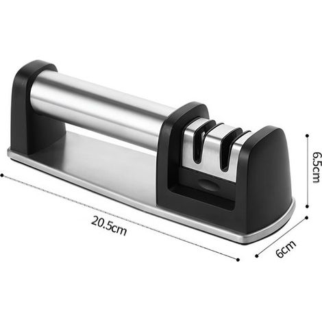 Afilador de cuchillos，Piedra de afilar de acero inoxidable de dos fases，Afilador de cuchillos de diamante multifuncional para uso doméstico，Negro (1/5)