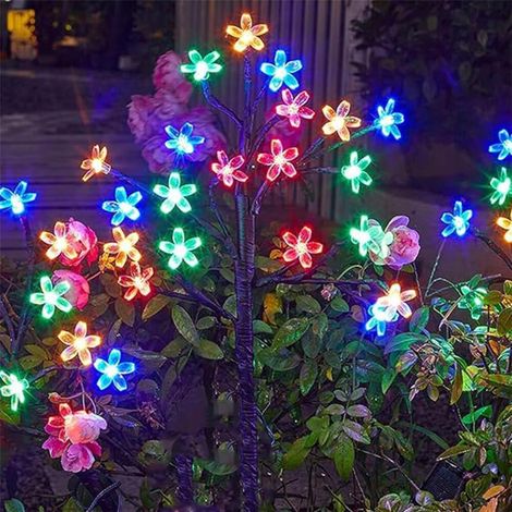 pour terrasse projecteurs solaires de jardin multicolores protégés à motif de fleurs de cerisier (1/5)