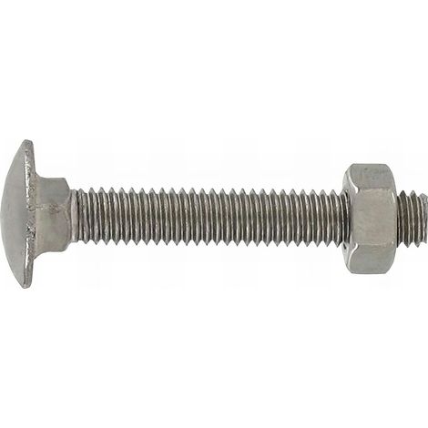 10 Boulons tête ronde collet carré DIN603/555 Inox A2 - diamètre 8 mm - Longueur 70 mm mm - Diamètre 8 mm