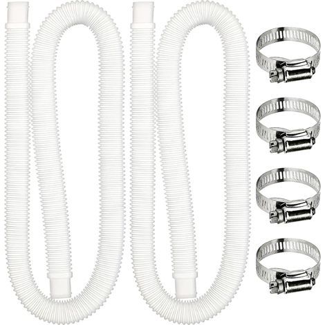 2PCS Tuyau de Rechange 1.5M pour Piscine Hors Sol avec 4 Colliers de Serrage en Métal - Tuyau de Remplacement pour Filtre de Piscine (1/4)