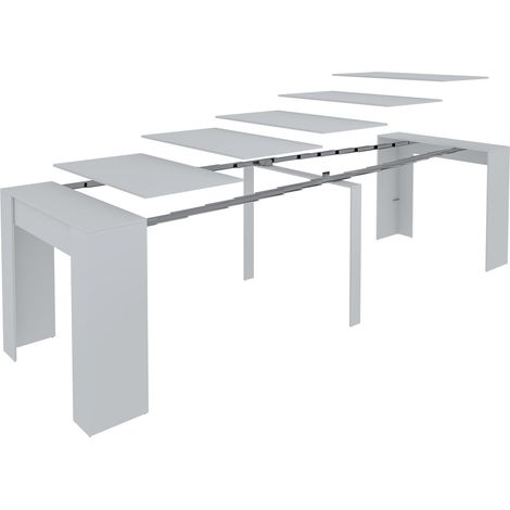 Tavolo Consolle Allungabile Oslo Plus Fino A 3 Metri, Tavolo 14 Posti Salvaspazio Multiposizione, Design Moderno Ed Elegante, Consolle per Casa E Ufficio, 78 x 51 x 90 cm, Colore Nero - Colore: Grigio