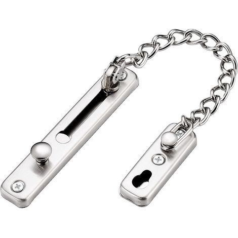 Security chain, 304 stainless steel door chain, door chain lock with screws, used for interior doors and windows of family hotels, brushed chrome silver (1/5)