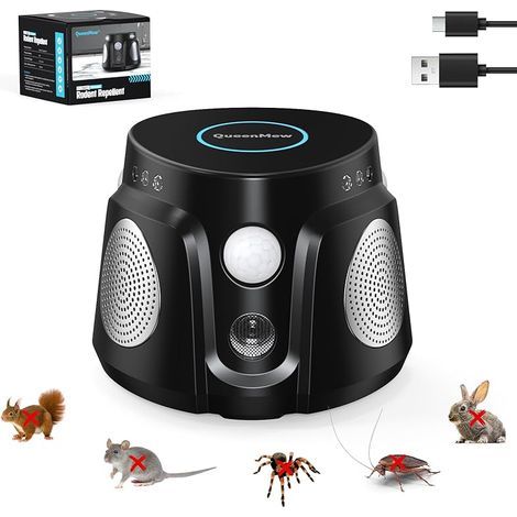 Ultrasons Souris et Rats avec 3 Emetteurs à Ultrasons, 3 Modes Anti Souris Répulsif Souris Brancher avec 9 Lumières Stroboscopiques, 360° Anti Rongeurs pour Rat Araignée Moth (1/5)