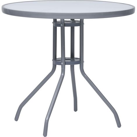 Table de jardin,Table meuble de Balcon,Table d'extérieur Gris clair 80 cm Acier et verre -25506 (1/5)