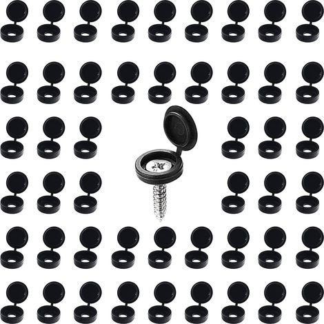 120 Pièces Cache Vis Plastique,Bouchon à Vis en Plastique,Couvercle à vis,Cache-vis de rondelle,Couvercle Décoratif à Vis (Noir) (1/5)