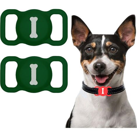 2 PCS Étui Protection Silicone Transportable Anti-Perte Housse Compatible AirTag et Collier Animal (1/2)