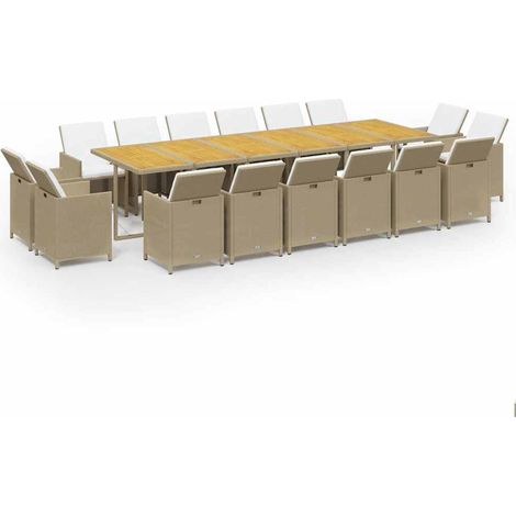 Maison Exclusive - Set da Pranzo per Giardino 17pz con Cuscini in Polyrattan Beige (1/5)