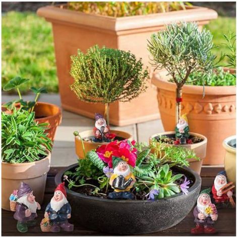 7 Pièces Nains de Jardin, Statue Gnomes Fée Miniature, Ornements Figurine Nains Mignons, pour Décoration de Table et Jardin pour (1/5)