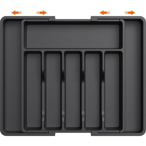 Bandeja para cubiertos para cajones，organizador de cocina de 8 compartimentos，diseño telescópico (33-57 cm)，organizador de cajones (1/5)